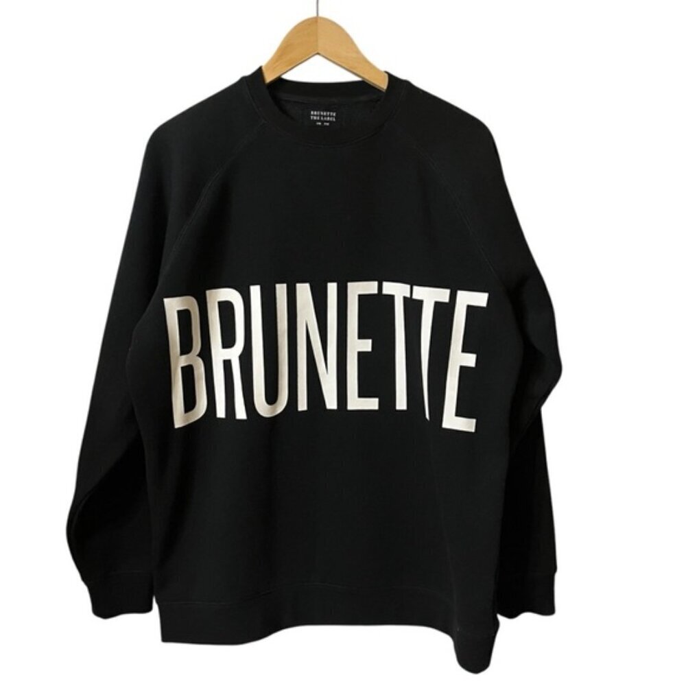 Brunette The Label Black Crew Oversized Sweatshirt BRUNETTE - size S/M - Picture 2 of 6